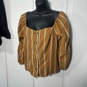 Favlux Brown Stripped Womens Boho Top Size Large EUC